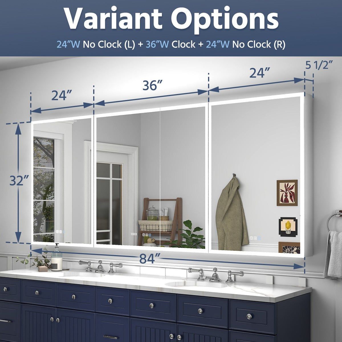 Rim LED medicine cabinet product configuration and feature comparison