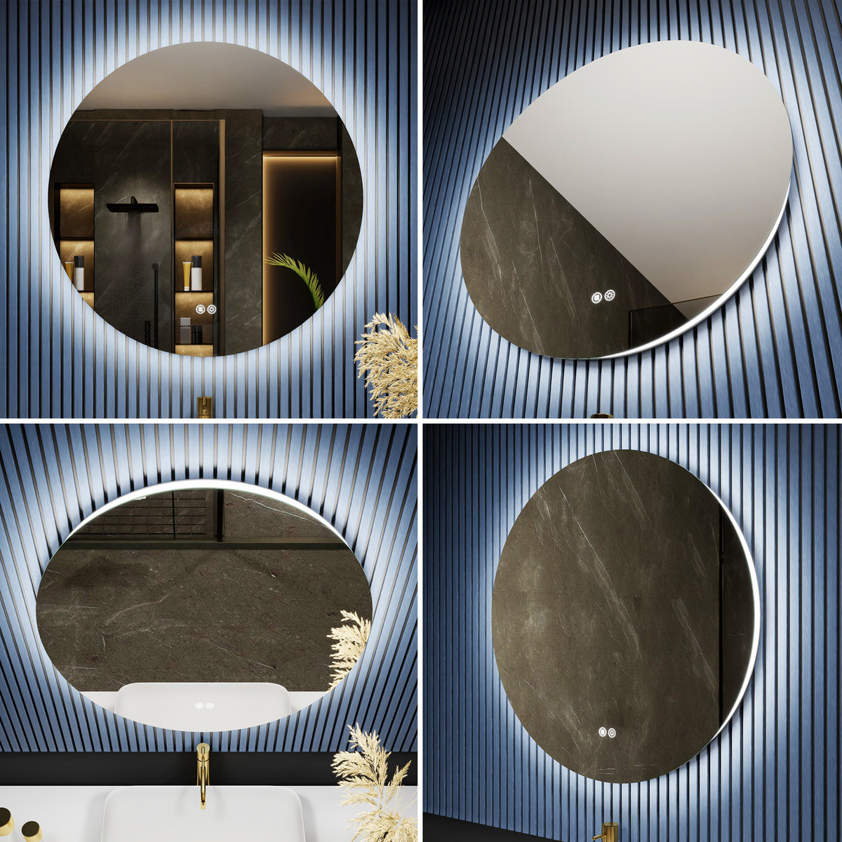 Caivell 24" Round 3-Color Anti-Fog Backlit LED Bathroom Mirror
