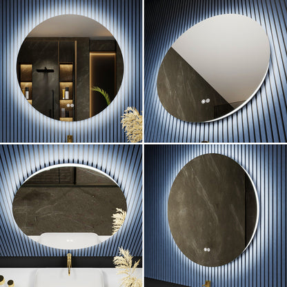 Caivell 24" Round 3-Color Anti-Fog Backlit LED Bathroom Mirror