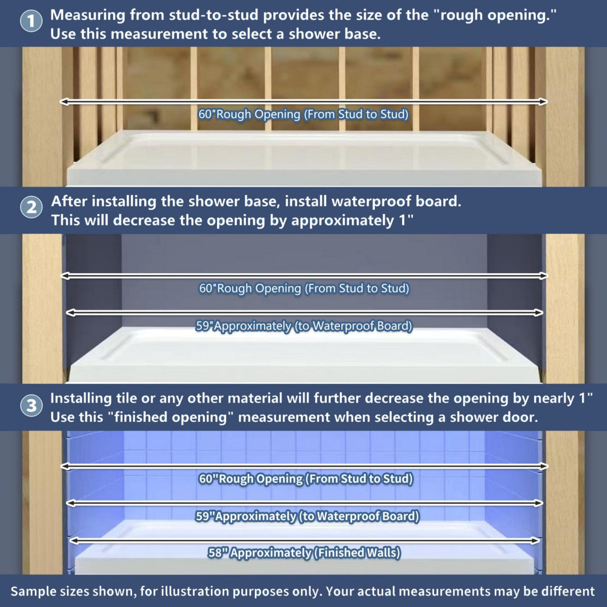 Glide 44-48" Wide x 70" Sliding Glass Shower Doors Frame in Brushed Gold,Clear Tempered Glass