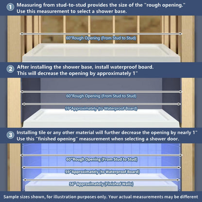 Glide 44-48" Wide x 70" Sliding Glass Shower Doors Frame in Brushed Gold,Clear Tempered Glass
