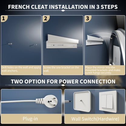 Caivell 24" Round 3-Color Anti-Fog Backlit LED Bathroom Mirror