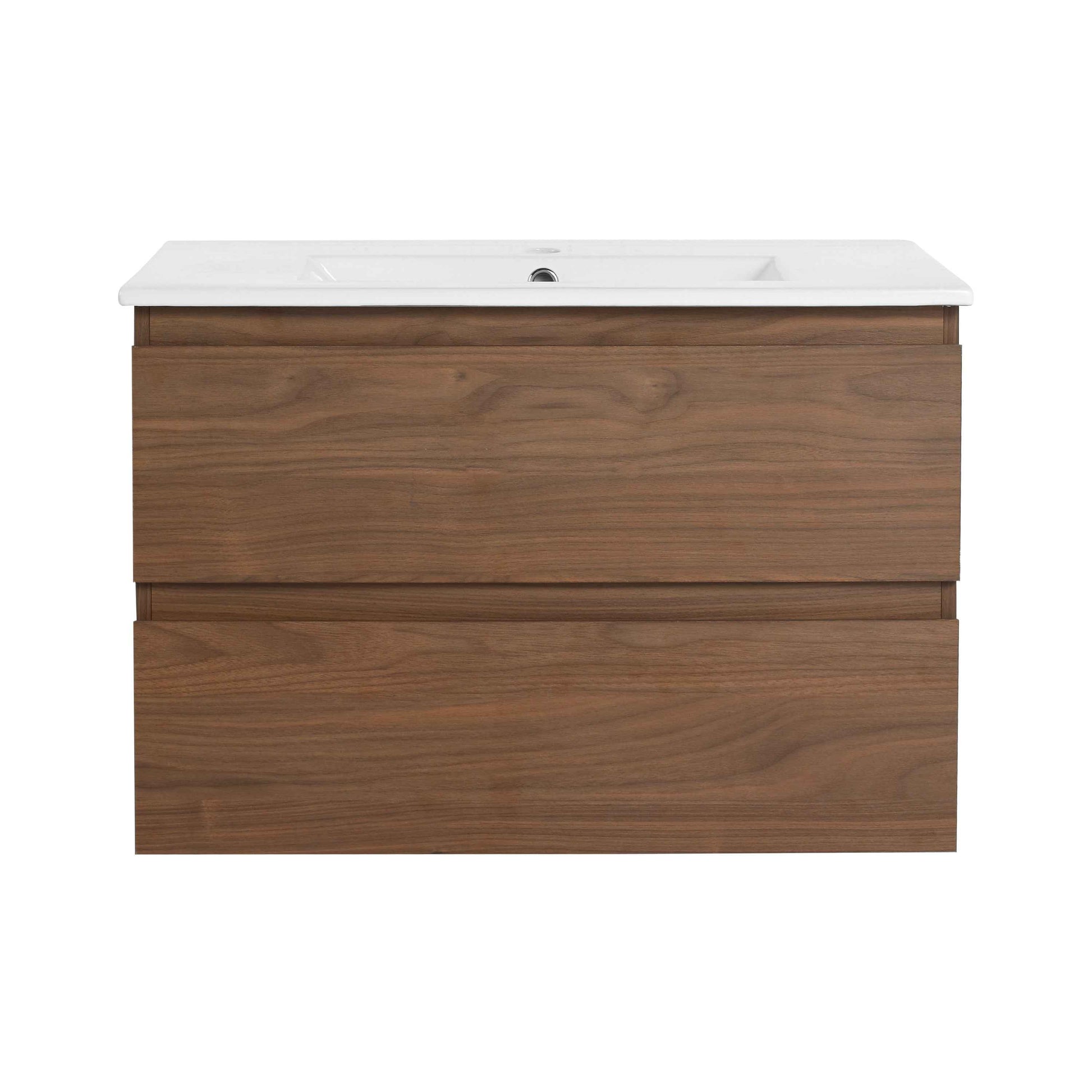 30' Wall-Mounted Bathroom Vanity With Ceramic Sink, KD-Package,2-Soft Close Drawers, KD-Package