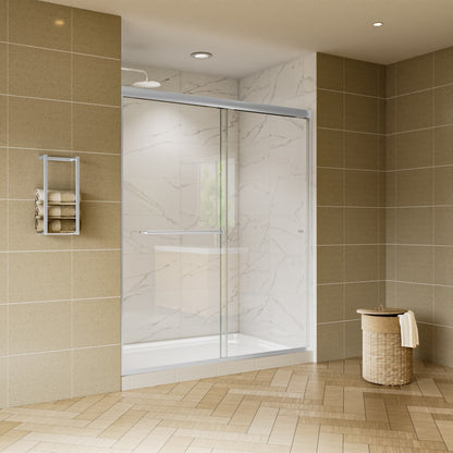 Glide 56-60" Wide x 70" High Sliding Glass Shower Doors Framed in Chrome Finish with Clear Glass