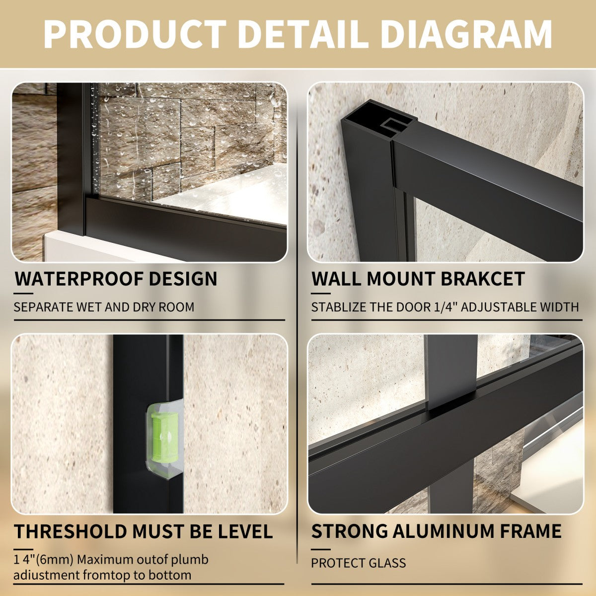 Atlas 34" X 72" Black Shower Door Clear Tempered Glass Framed Shower Screen Walk-in,Corner shower door