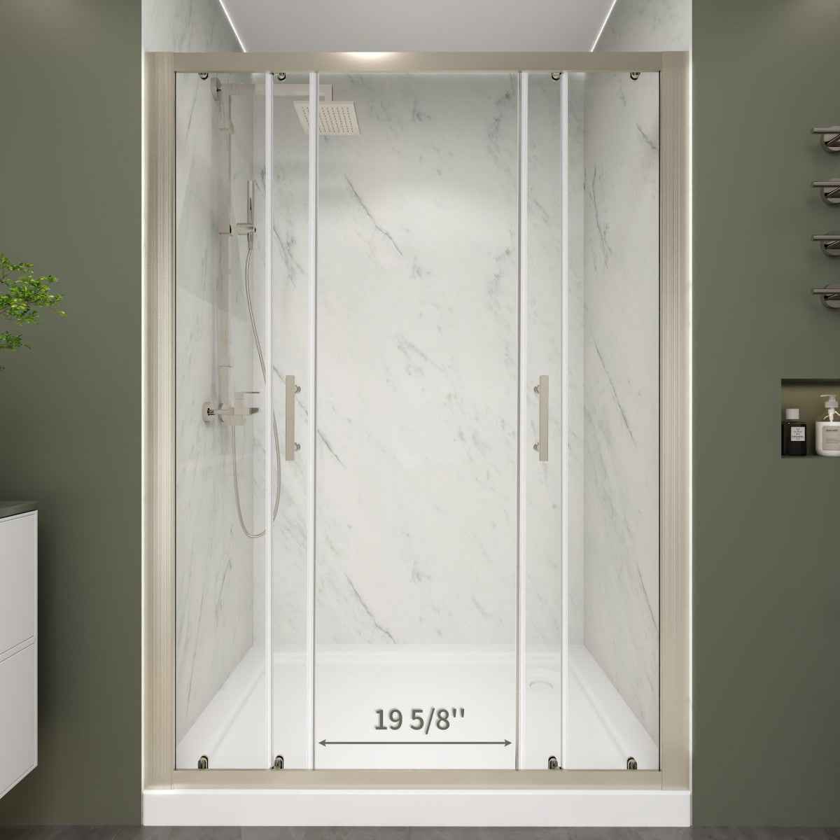 Holden 50-54.W x 70.H Easy Clean Double Framed Sliding Shower Door with 1/4" (6mm) Clear SGCC Tempered Glass, Brushed Nickel Finish,Burshed Nickel (Copy)