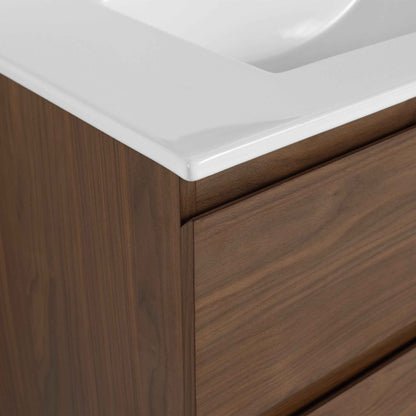 30' Wall-Mounted Bathroom Vanity With Ceramic Sink, KD-Package,2-Soft Close Drawers, KD-Package