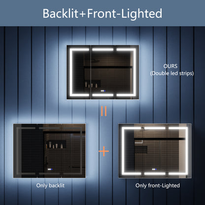 Illusion-B 48" x 36" LED Lighted Inset Mirrored Medicine Cabinet with Magnifiers Front and Back Light