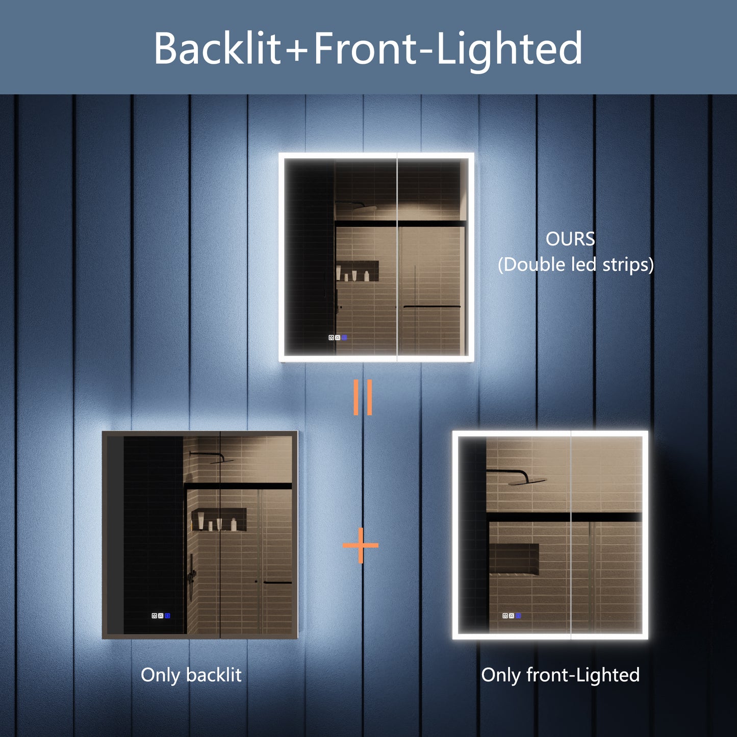 Illusion 30" x 32" LED Lighted Medicine Cabinet with Magnifiers Front and Back Light