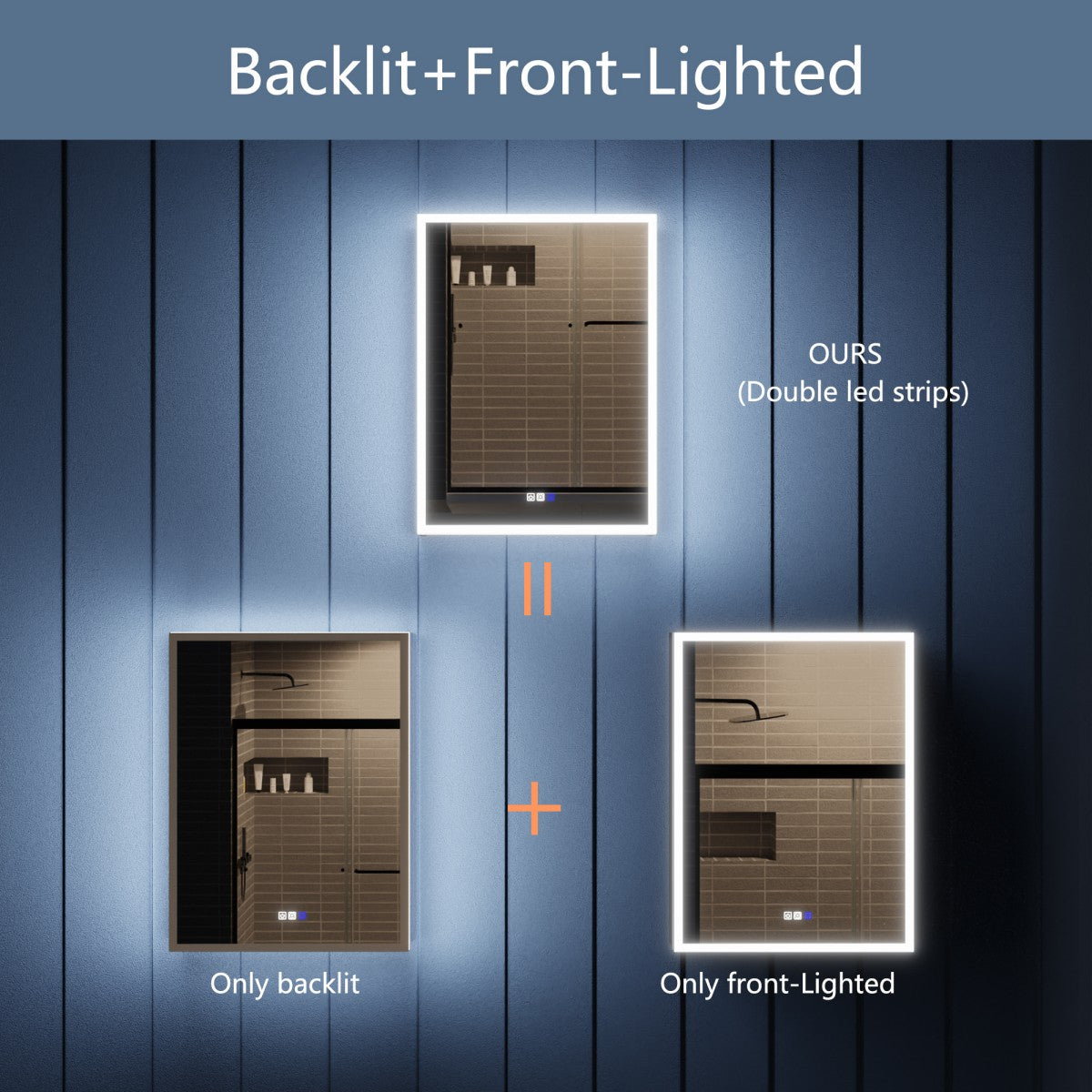 Illusion 24" x 32" LED Lighted Medicine Cabinet with Magnifiers Front and Back Light,Hinge on Left