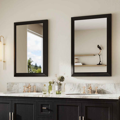 24" x 36" Modern, Elegant Rectangular Wall Mirror with Tempered Glass, Shatterproof, Rust-Resistant Wood Grain Aluminum Frame for Bathroom, Living Room & Hallway| Nolhurst