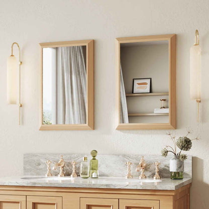 16" x 24" Modern, Elegant Rectangular Wall Mirror with Tempered Glass, Shatterproof, Rust-Resistant Light Wood Grain Aluminum Frame for Bathroom, Living Room & Hallway| Nolhurst