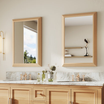 24" x 36" Modern Light Wood Grain Mirror on the Wall with Shatterproof Tempered Glass for Bathroom, Living Room & Hallway | Nolhurst