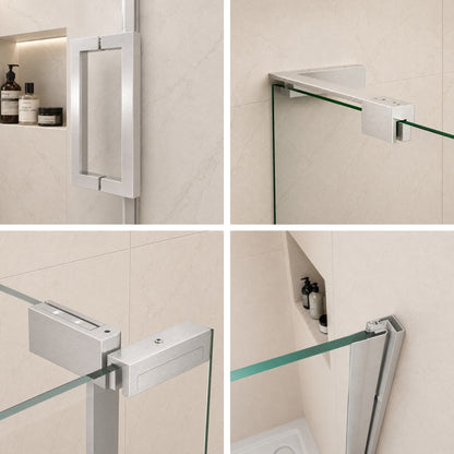 Custom Shower Glass | 10mm Tempered Clear Glass with Easy-Clean Film, Aluminum Frame & 304 Stainless Steel Handles
