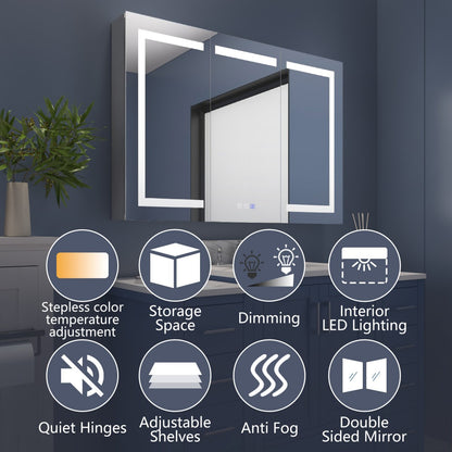 Boost-M2 48" W x 32" H LED Lighted Recessed Medicine Cabinets with Mirror - Surface or Recessed Installation