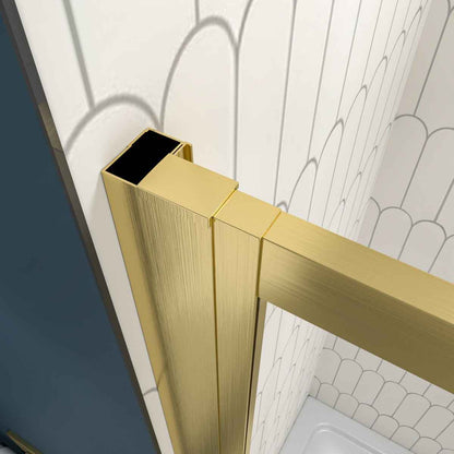 Nexus 56-60W x 70.H Easy Clean Triple Framed Sliding Shower Door with 1/4" (6mm) Clear SGCC Tempered Glass,Brushed Golde Finish (Copy) (Copy)