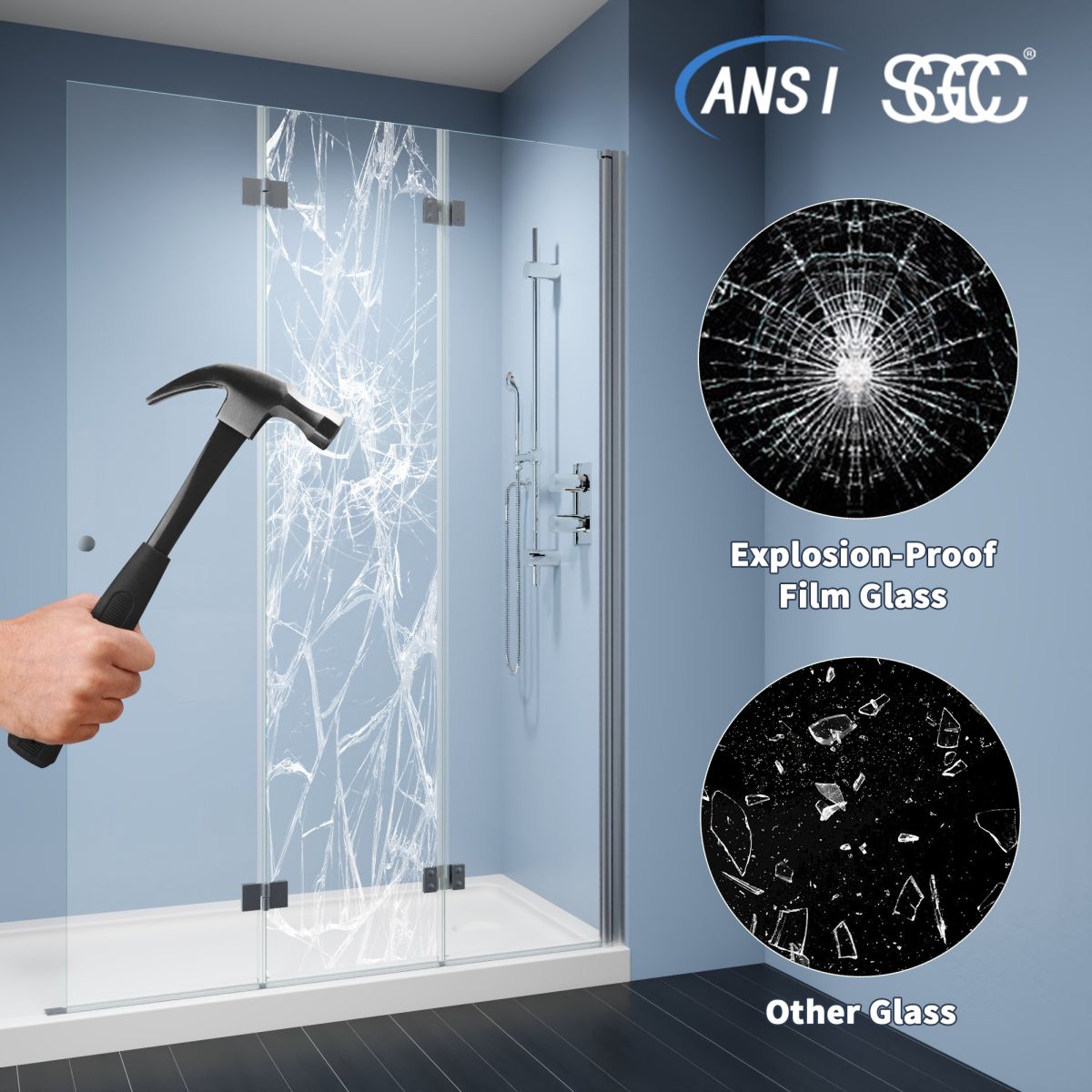 Adapt 48 - 48.3" W x 72" H Tri - fold Shower Doors Frameless Bifold Shower Door Screen,Tempered Coating Glass Panel,Chrome