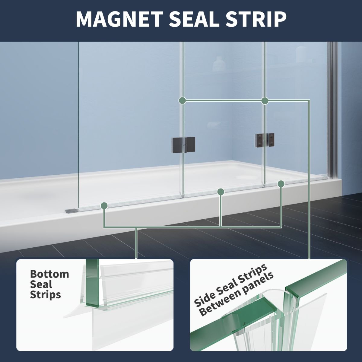 Adapt 48 - 48.3" W x 72" H Tri - fold Shower Doors Frameless Bifold Shower Door Screen,Tempered Coating Glass Panel,Chrome