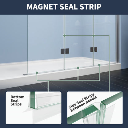 Adapt 48 - 48.3" W x 72" H Tri - fold Shower Doors Frameless Bifold Shower Door Screen,Tempered Coating Glass Panel,Chrome