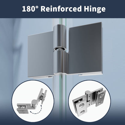 Adapt 48 - 48.3" W x 72" H Tri - fold Shower Doors Frameless Bifold Shower Door Screen,Tempered Coating Glass Panel,Chrome