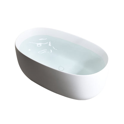 Allsumehome 47'' Independent solid surface resin stone bathtub, modern designed independent bathtub with pop - up drainage and overflow pipes