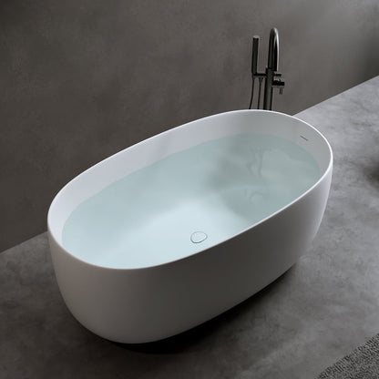 Allsumehome 47'' Independent solid surface resin stone bathtub, modern designed independent bathtub with pop - up drainage and overflow pipes