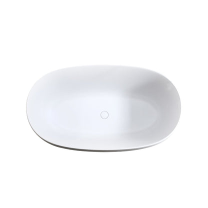 Allsumehome 47'' Independent solid surface resin stone bathtub, modern designed independent bathtub with pop - up drainage and overflow pipes