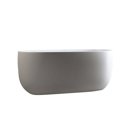 Allsumehome 47'' Independent solid surface resin stone bathtub, modern designed independent bathtub with pop - up drainage and overflow pipes