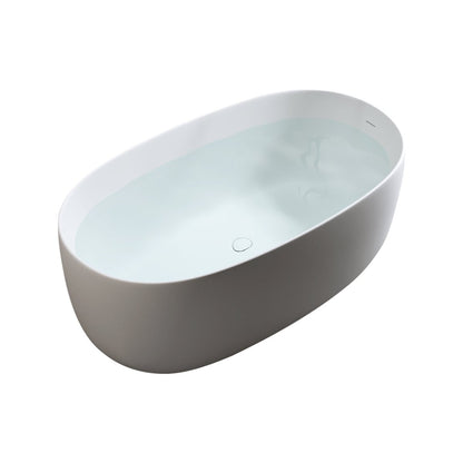 Allsumehome 47'' Independent solid surface resin stone bathtub, modern designed independent bathtub with pop - up drainage and overflow pipes
