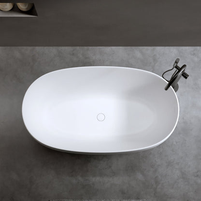 Allsumehome 47'' Independent solid surface resin stone bathtub, modern designed independent bathtub with pop - up drainage and overflow pipes