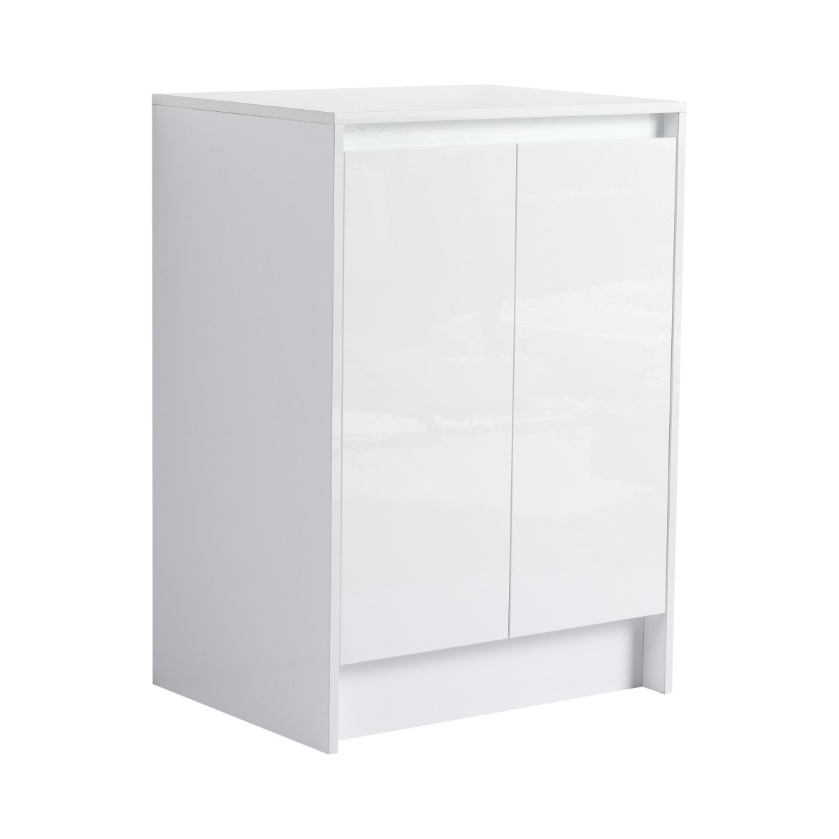 Allsumhome 24" freestanding Bathroom Storage Cabinet, 2-Soft Close Doors, Glossy White, (KD-Packing)