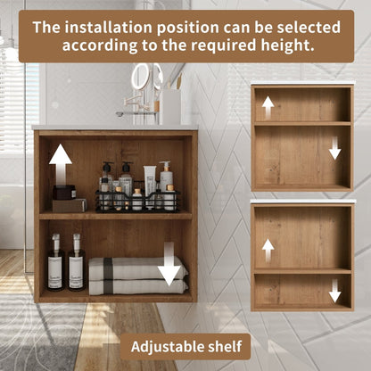 Allsumhome 36" Wall Mounting Floating Bathroom Vanity, Soft Close Drawer,Imitative Oak Finish(Only Vanity, Without Basin)