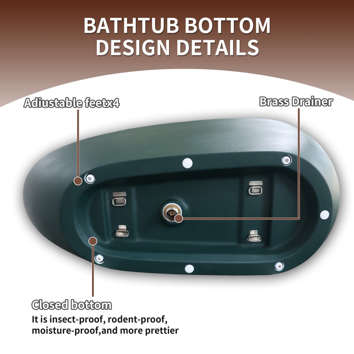 Allsumhome RockE 67" Imitation Natural Stone Freestanding Bathtub,Stone Touch,Avocado Green,Scratch - proof,cUPC Certified,No Drain