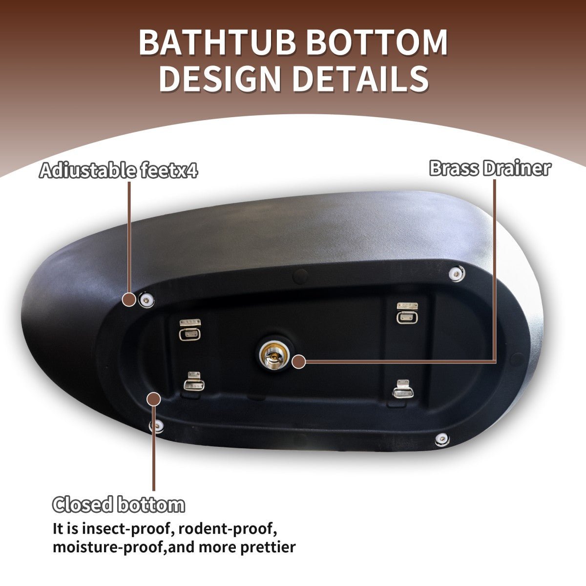 Allsumhome RockE 67" Imitation Natural Stone Freestanding Bathtub,Stone Touch,Black,Scratch - proof,cUPC Certified,No Drain