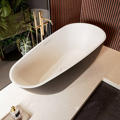 Allsumhome RockE 67" Oval Cast Rockstone Deep Freestanding Tub, Scratch-Proof, cUPC Certified, No Drain, Black