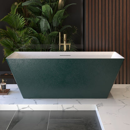 RockR 67" Freeing Soaking Bathtub,Rock Texture New technologies,Classic Rectangle Freestanding tub,Avocado green,cUPC Certified