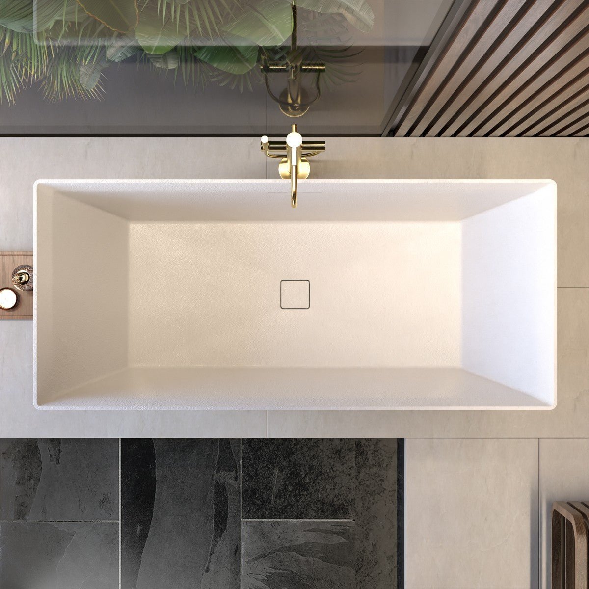 RockR 67" Freeing Soaking Bathtub,Rock Texture New technologies,Classic Rectangle Freestanding tub,Prussian blue,cUPC Certified