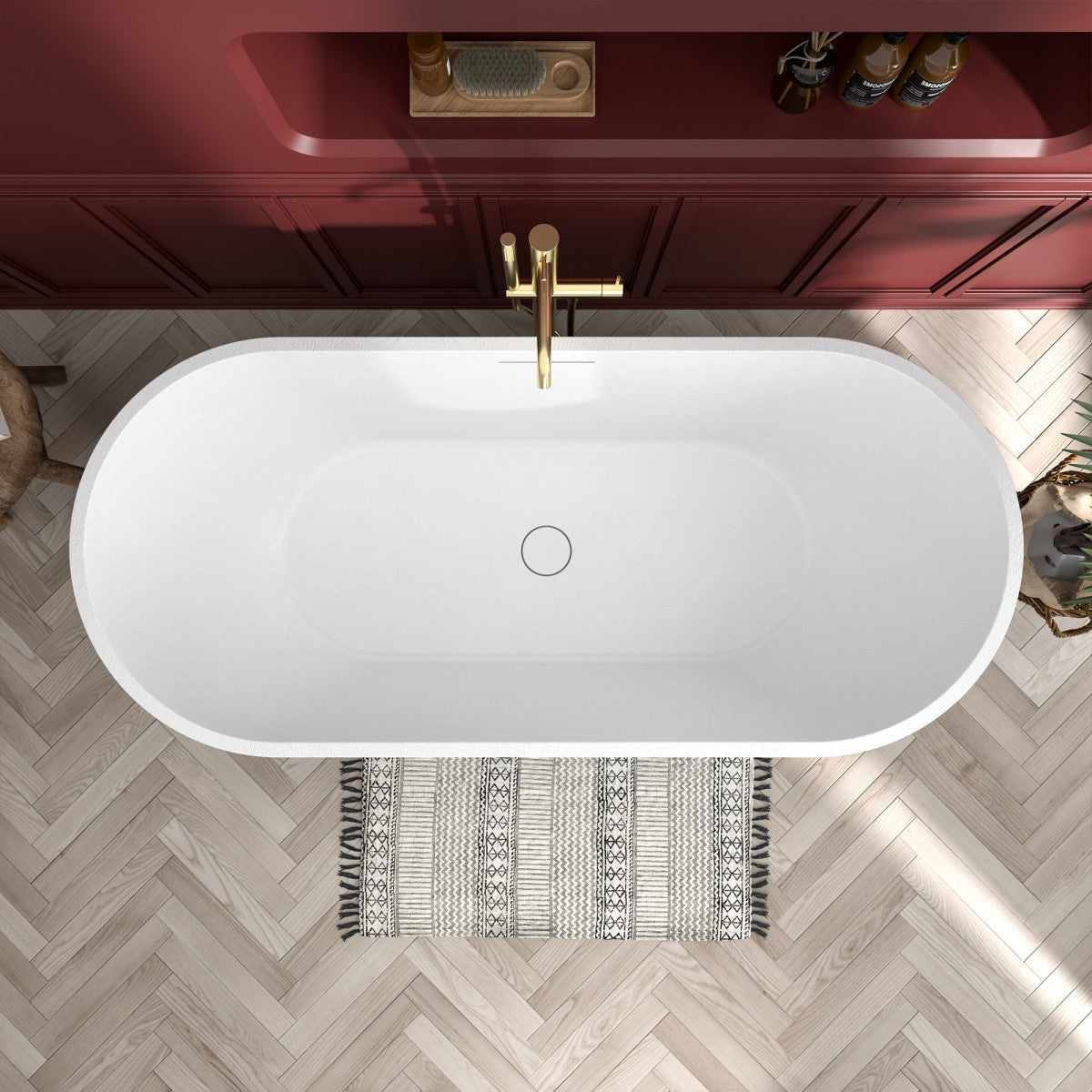 RockX 67" Rock Texture New Technologies Freestanding Bathtub,Avocado green,Scratch - proof,Contemporary Soaking Tub,Large Overflow Port