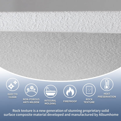 RockX 67" Rock Texture New Technologies Freestanding Bathtub,Avocado green,Scratch - proof,Contemporary Soaking Tub,Large Overflow Port