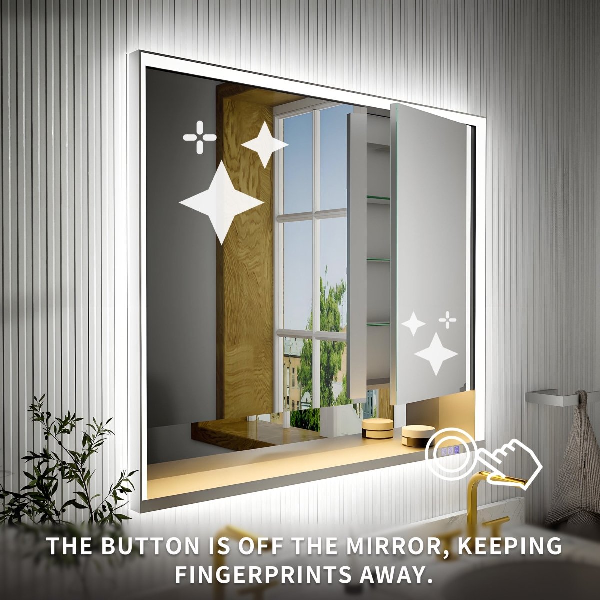Ample 42" W x 36" H LED Lighted Chrome Medicine Cabinet with Mirror and Shelves for Bathroom Recessed or Surface Mount - ExBriteUSA
