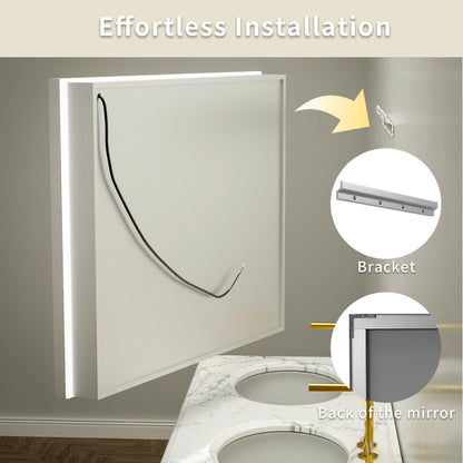 Ample 42" W x 36" H LED Lighted Chrome Medicine Cabinet with Mirror and Shelves for Bathroom Recessed or Surface Mount - ExBriteUSA