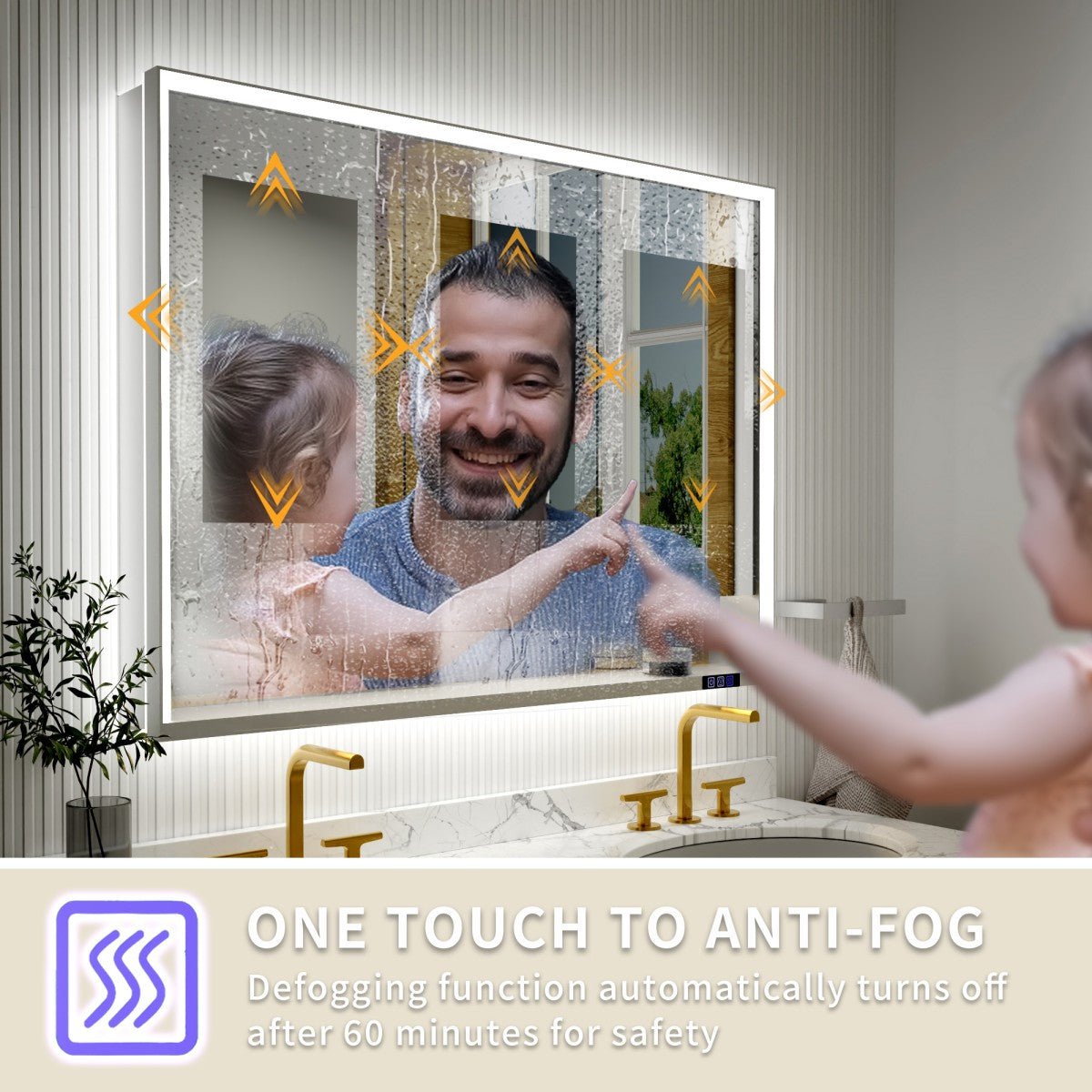 Ample 48" W x 36" H Surface Mount Medicine Cabinet with Mirror and Shelves - LED Lighted Chrome for Bathroom Recessed or Surface Mount
