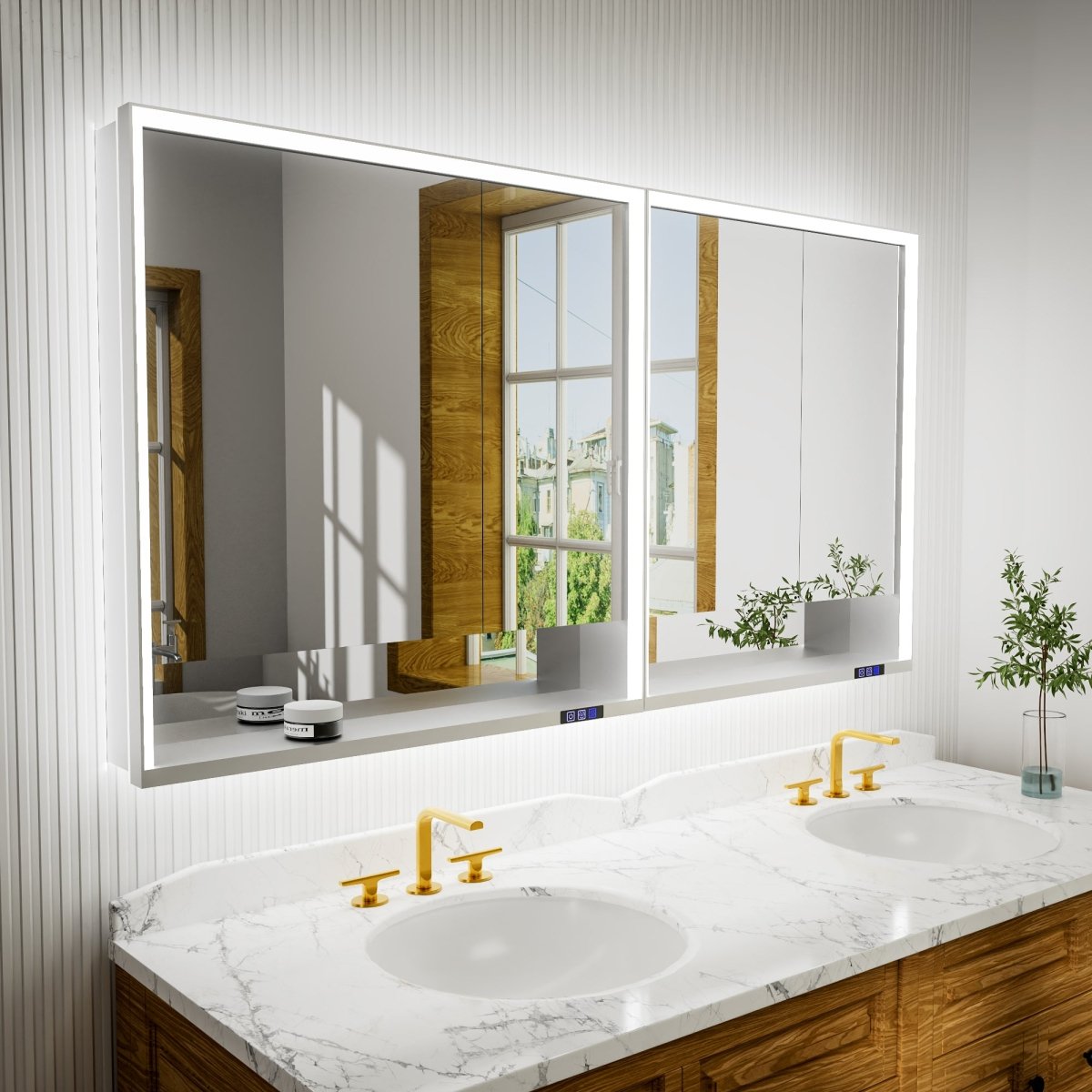 ExBrite Ample 72 x 36 LED medicine cabinet with mirror and shelves