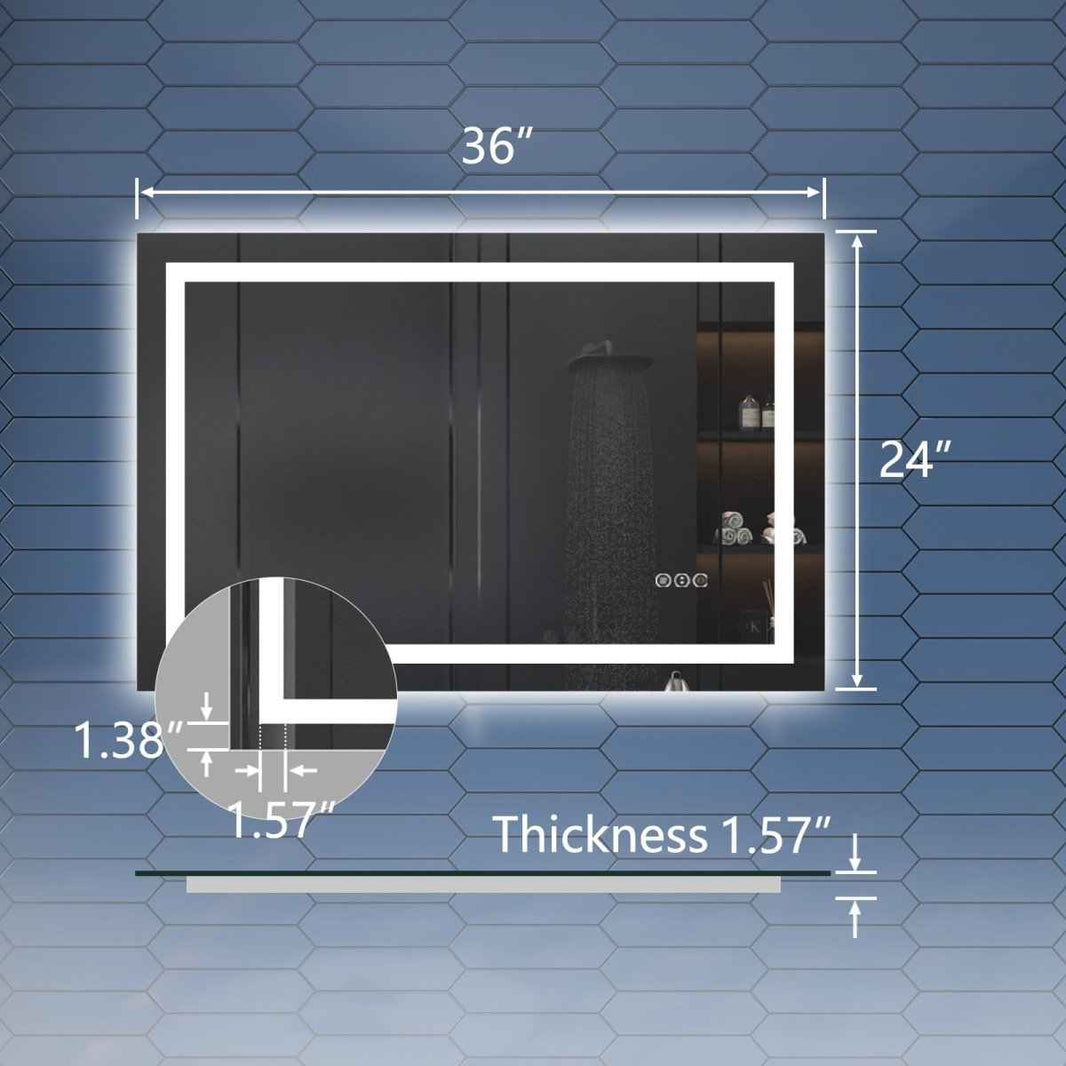Exbrite Apex Lighted Bathroom Led Mirror,Anti Fog,Dimmable,Dual ...