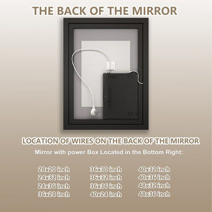 Apex - B 20x28in vanity with lights and mirror for Bathroom Wall,Framed LED Bathroom Mirror,Anti - Fog,Shatter - Proof,ETL Listed