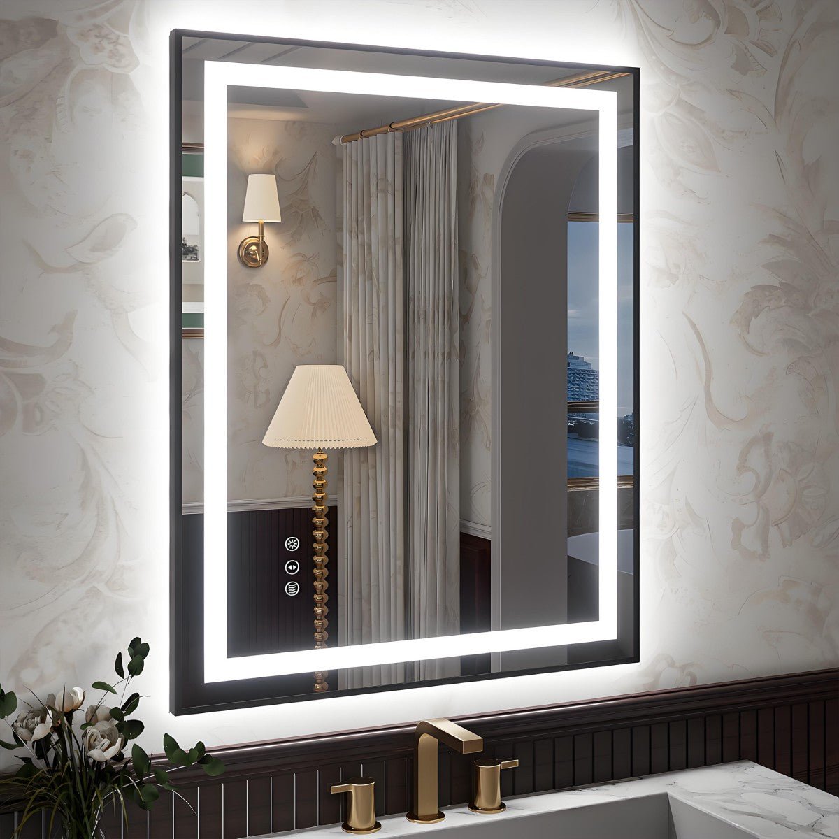 Apex - B 36x30in vanity with lights and mirror for Bathroom Wall,Framed LED Bathroom Mirror,Anti - Fog,Shatter - Proof,ETL Listed