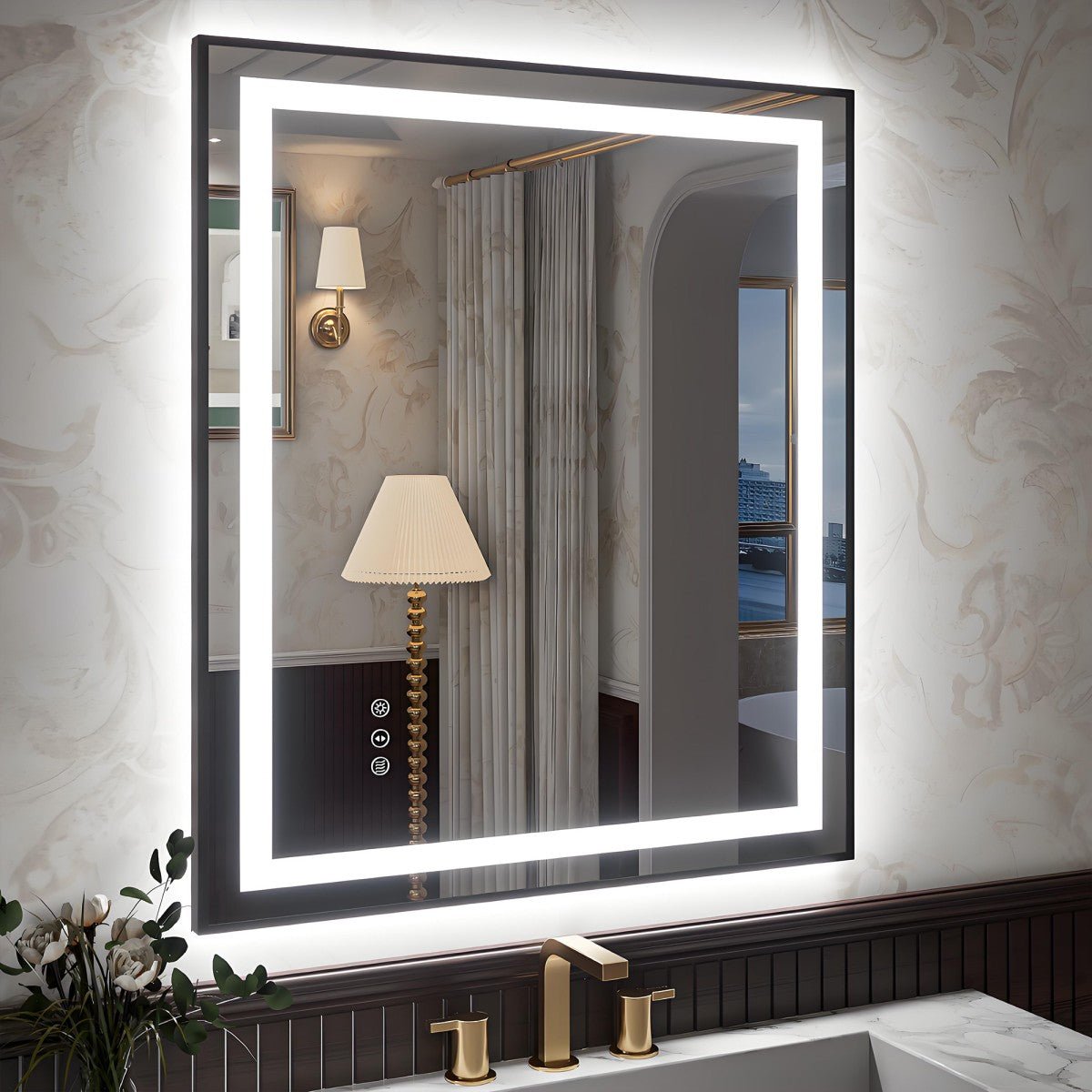 Apex - B 36x32in vanity with lights and mirror for Bathroom Wall,Framed LED Bathroom Mirror,Anti - Fog,Shatter - Proof,ETL Listed