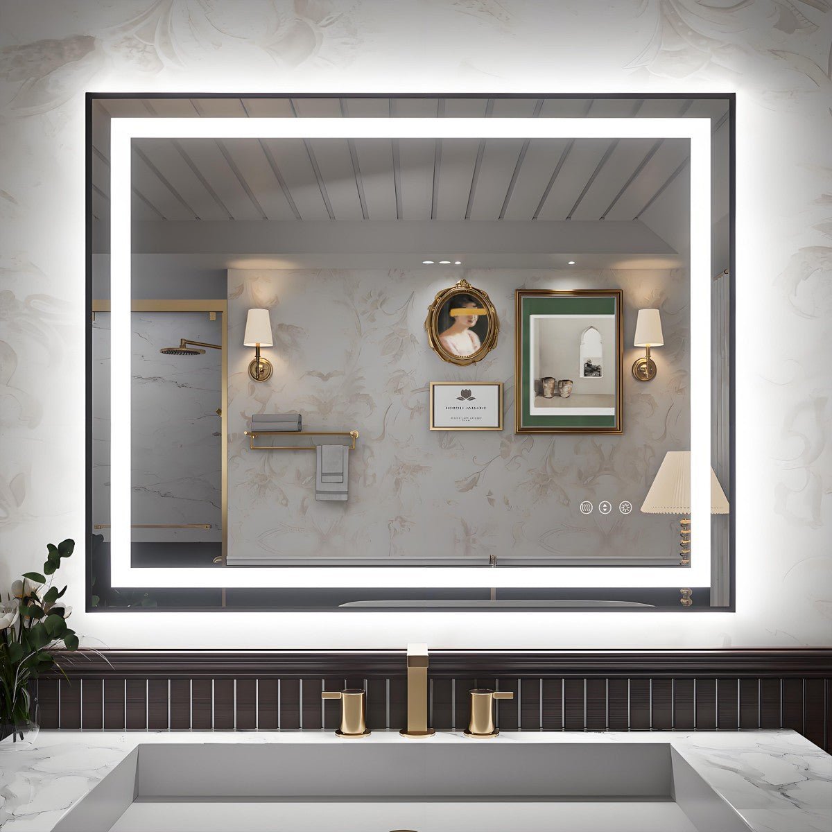 Apex-B 40x32in Vanity Mirror with Lights for Bathroom Wall,Framed LED Bathroom Mirror,Anti-Fog,Shatter-Proof,UL Listed