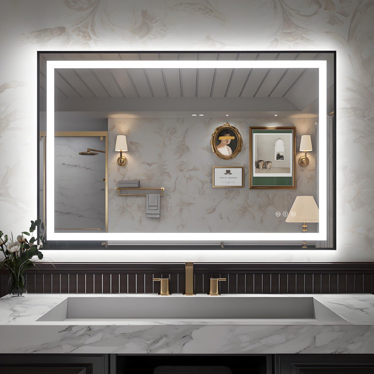 Apex-B 48x32in Vanity Mirror with Lights for Bathroom Wall,Framed LED Bathroom Mirror,Anti-Fog,Shatter-Proof,UL Listed