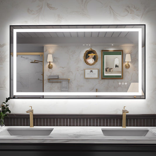 Apex - B 55x30in vanity with lights and mirror for Bathroom Wall,Framed LED Bathroom Mirror,Anti - Fog,Shatter - Proof,ETL Listed